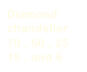 Diamond chandelier 
70 , 50 , 25
15 , and 6